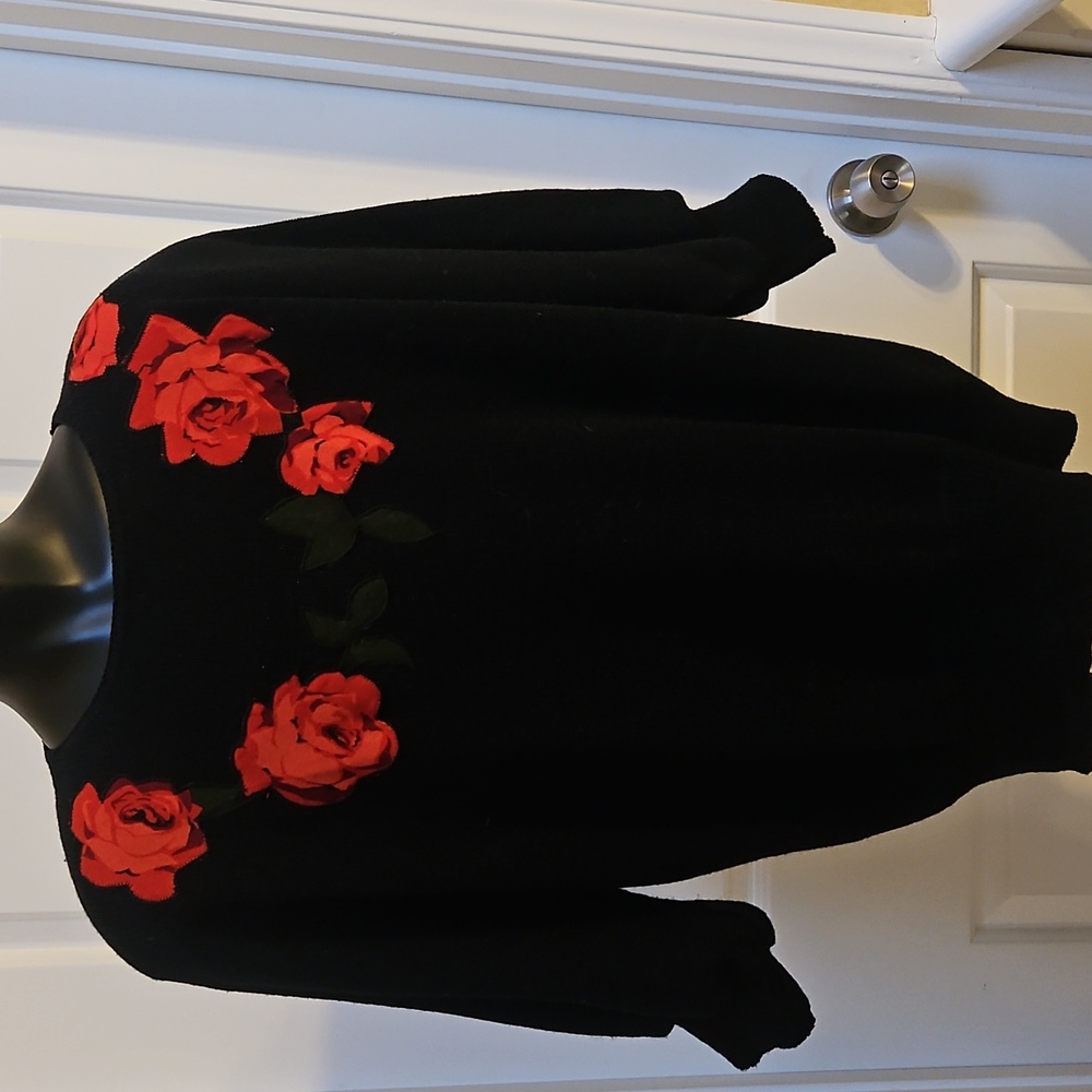 ANTHONY SICARI 3D Rose Flower Sweater Blouse Top - 16